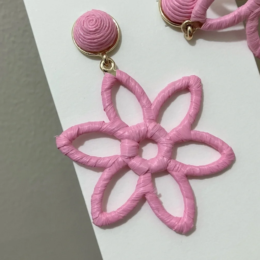 NWT J. Crew Factory Wrapped Flower Earrings, Lotus Floral Soft Girl Boho Hippie